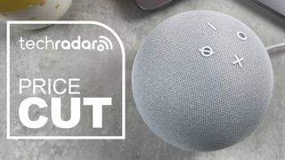 The control buttons on the Echo Dot 5th gen smart speaker