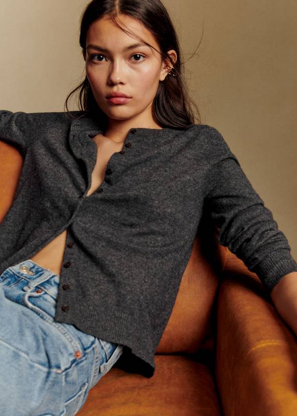 Lisa Cardigan - Charcoal Grey - Farmed Yak Wool - S&amp;eacute;zane