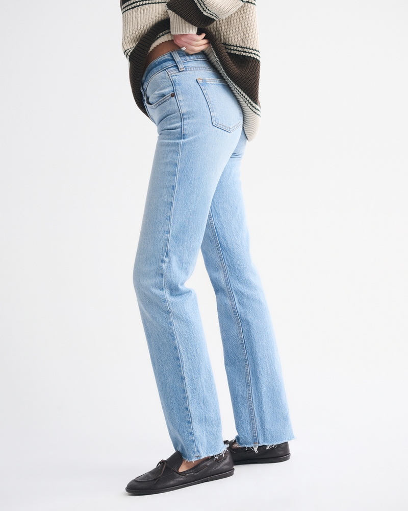 Mid Rise 90s Straight Raw Hem Jean