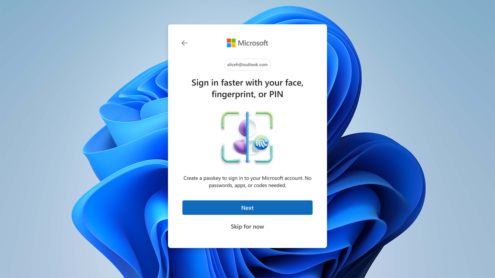 Microsoft passkey login
