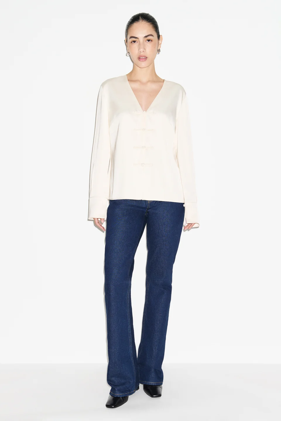 Saffron Knot Fastening Satin Shirt