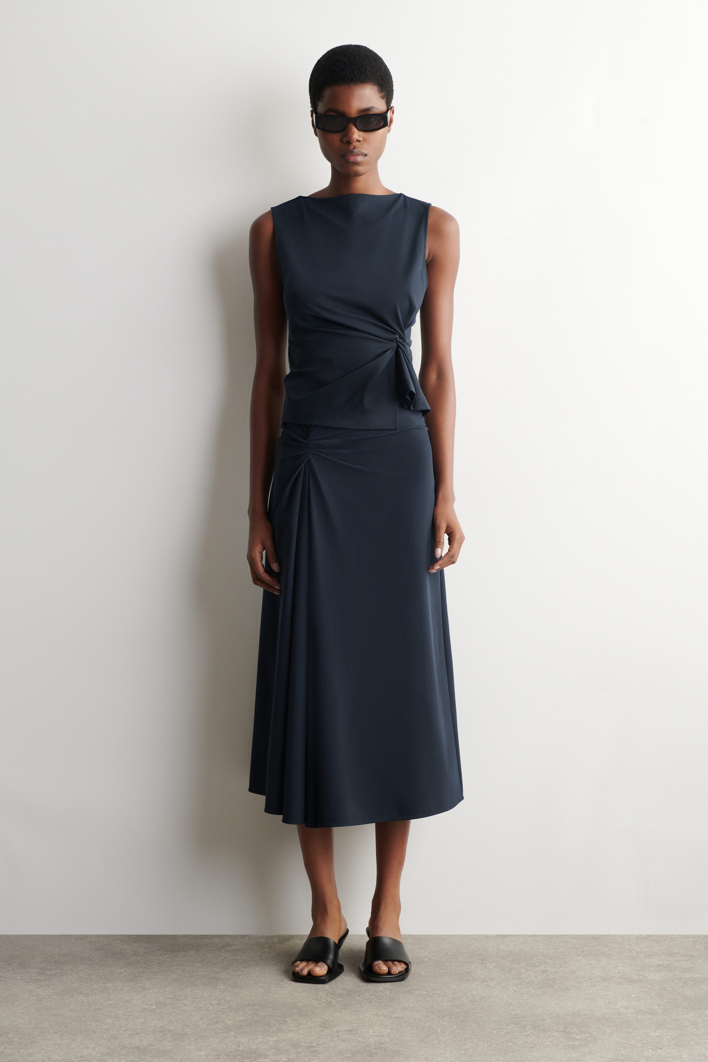 COS Twist-Detail Jersey Midi Skirt