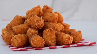 tater tots on a marble background