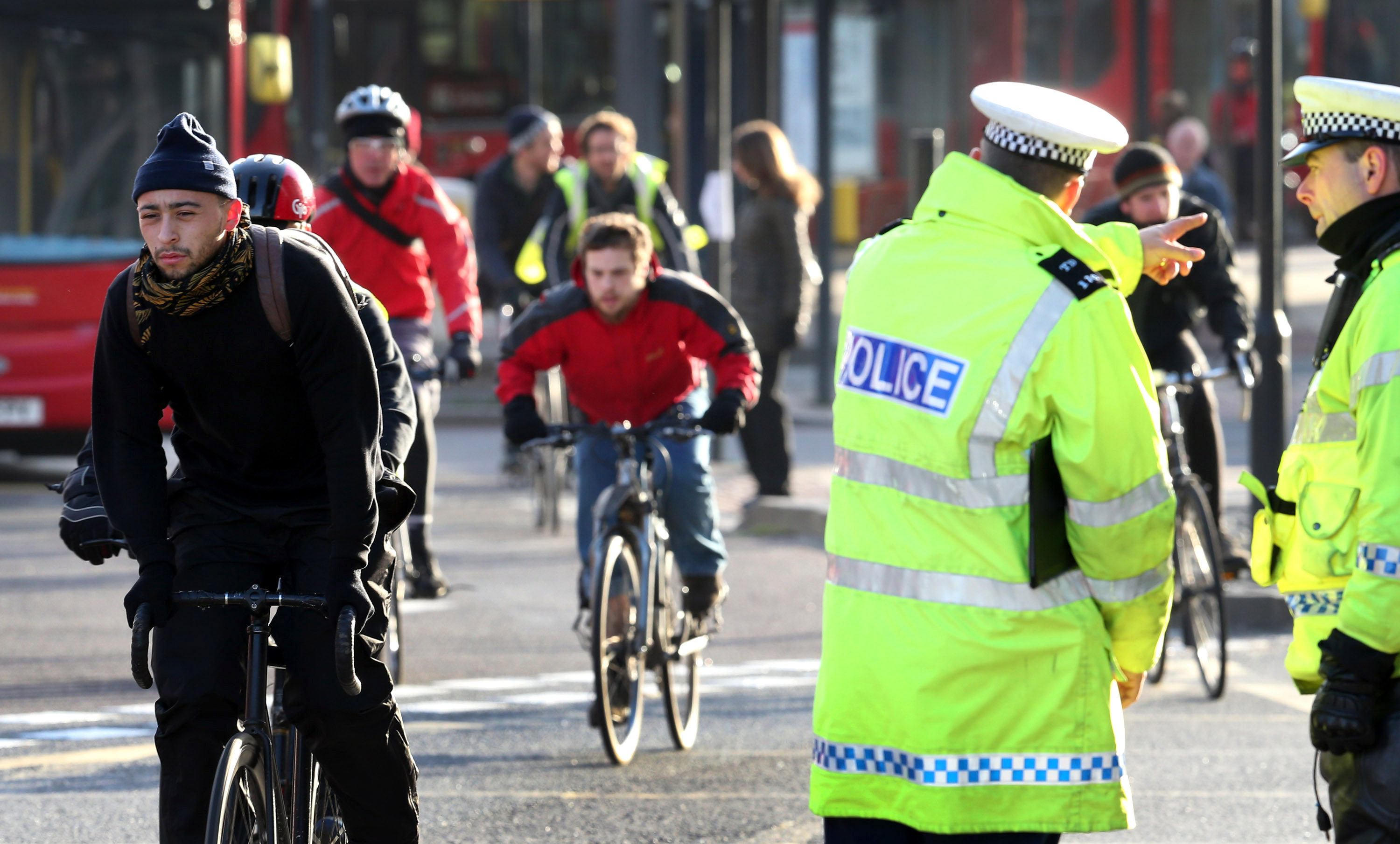Police directing cyclists