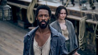 Corey Hawkins and Aisling Franciosi in The Last Voyage of the Demeter