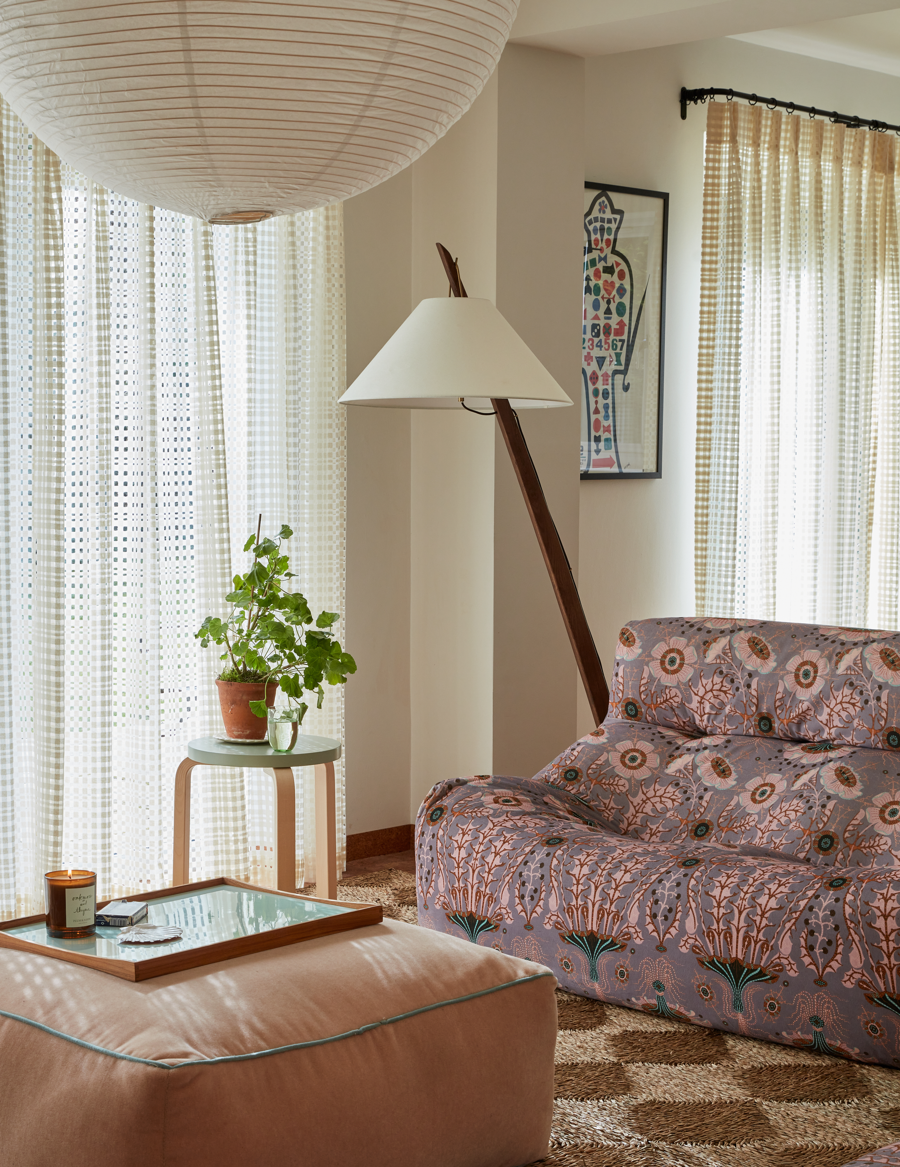 patterned sofa in floral fabric