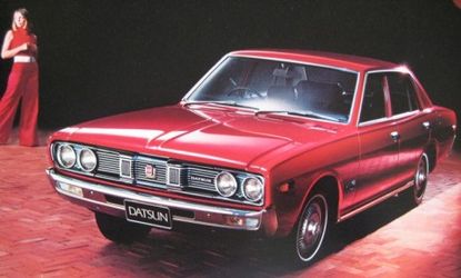 An original '70s-era advertisement for the Datsun Cedric: Nissan is resurrecting the fuel-efficient fleet synonymous with bell bottoms and disco naps.
