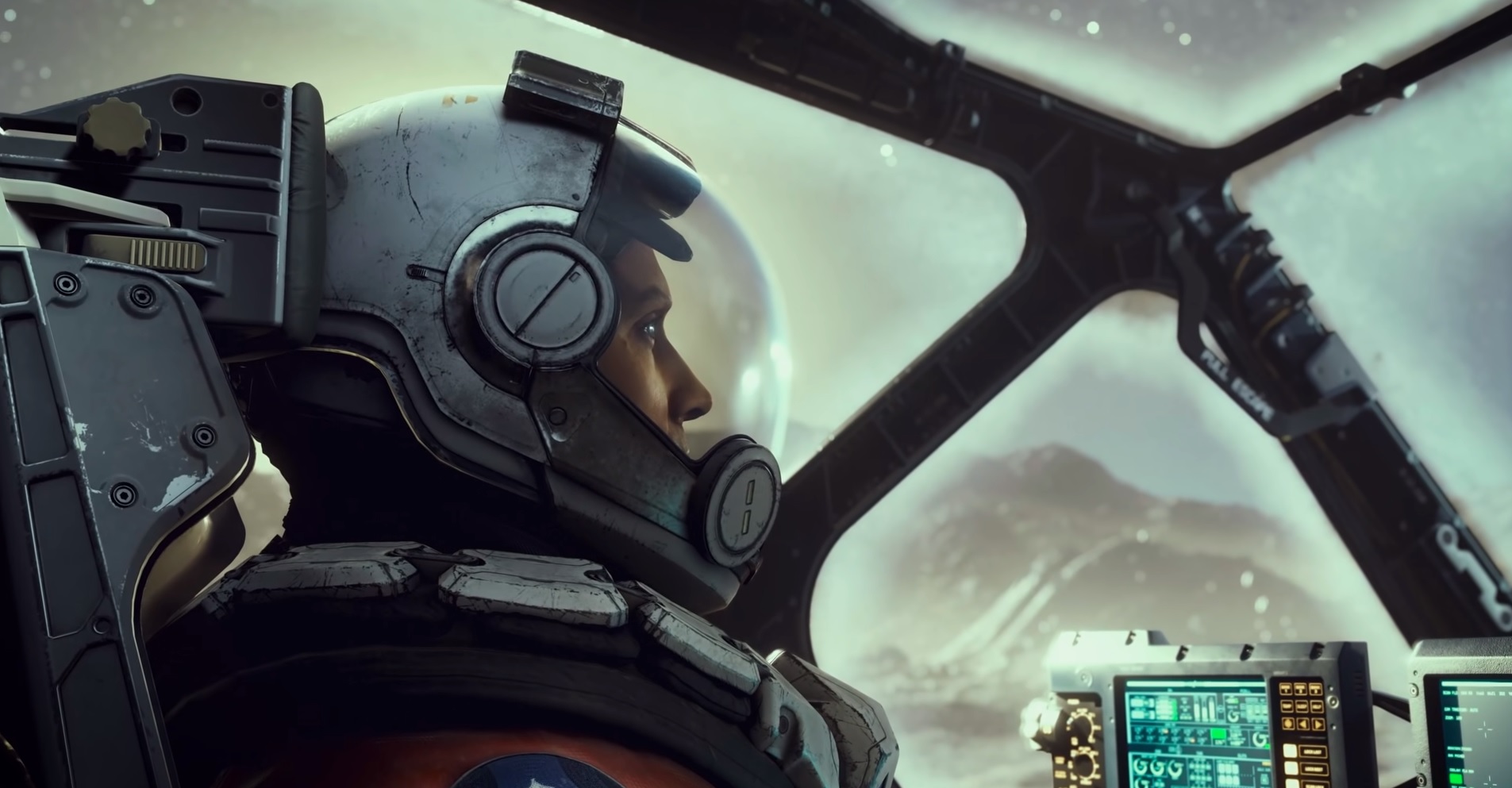 A screenshot showing a Starfield spaceship pilot