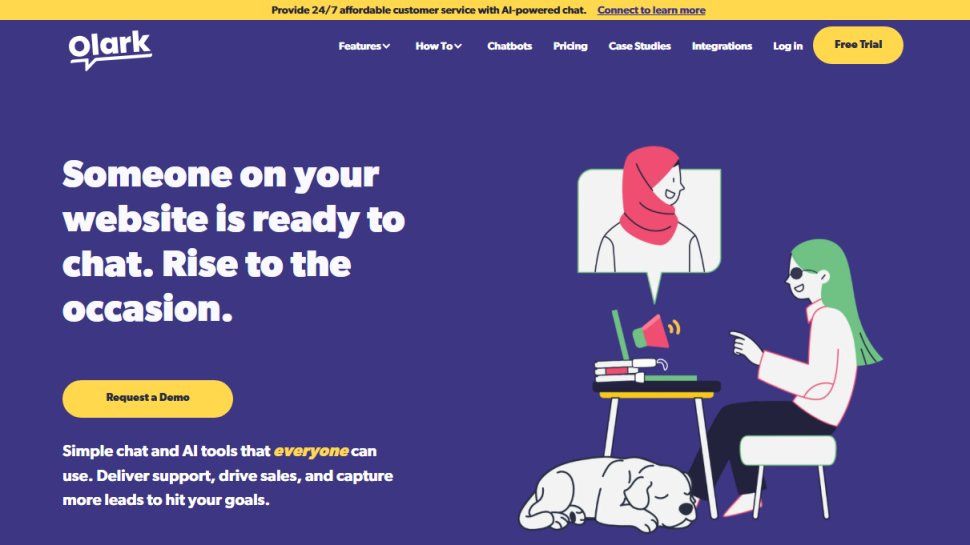 Website screenshot of Olark (February, 2026)