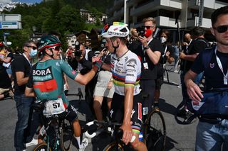 Cian Uijtdebroeks and Remco Evenepoel after stage 4 of the 2023 Tour de Suisse