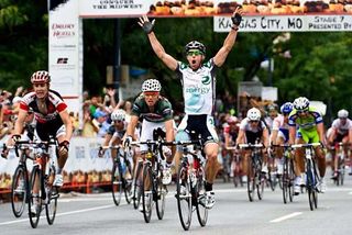 Martin Gilbert (Planet Energy) sprints to a stage win in Missouri.