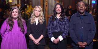 Aidy Bryant, Kate McKinnon, Cecily Strong and Kenan Thompson on Saturday Night Live.