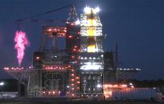 This image shows liquid hydrogen in the rocket core stage of the Space Launch System as it is safely vented and burned as it naturally warms and boils off during a rehearsal of a countdown to hot fire of the stage&rsquo;s engines on Dec 20, 2020.