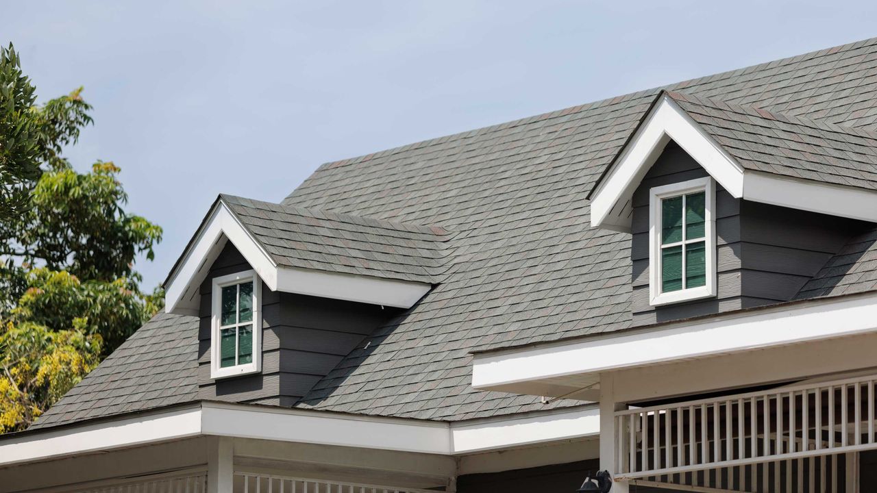 gray roof with windows