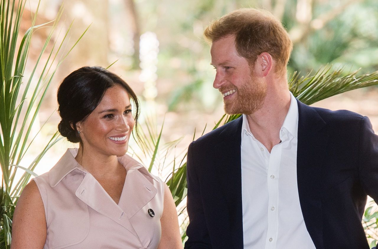 Prince Harry, Duke of Sussex and Meghan, Duchess of Sussex visit the British High Commissioner&#039;s residence to attend an afternoon reception to celebrate the UK and South Africa’s important business and investment relationship, looking ahead to the Africa Investment Summit the UK will host in 2020. This is part of the Duke and Duchess of Sussex&#039;s royal tour to South Africa. on October 02, 2019 in Johannesburg, South Africa.