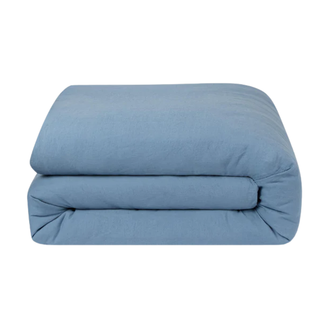Dusk Blue Linen Blend Duvet Cover