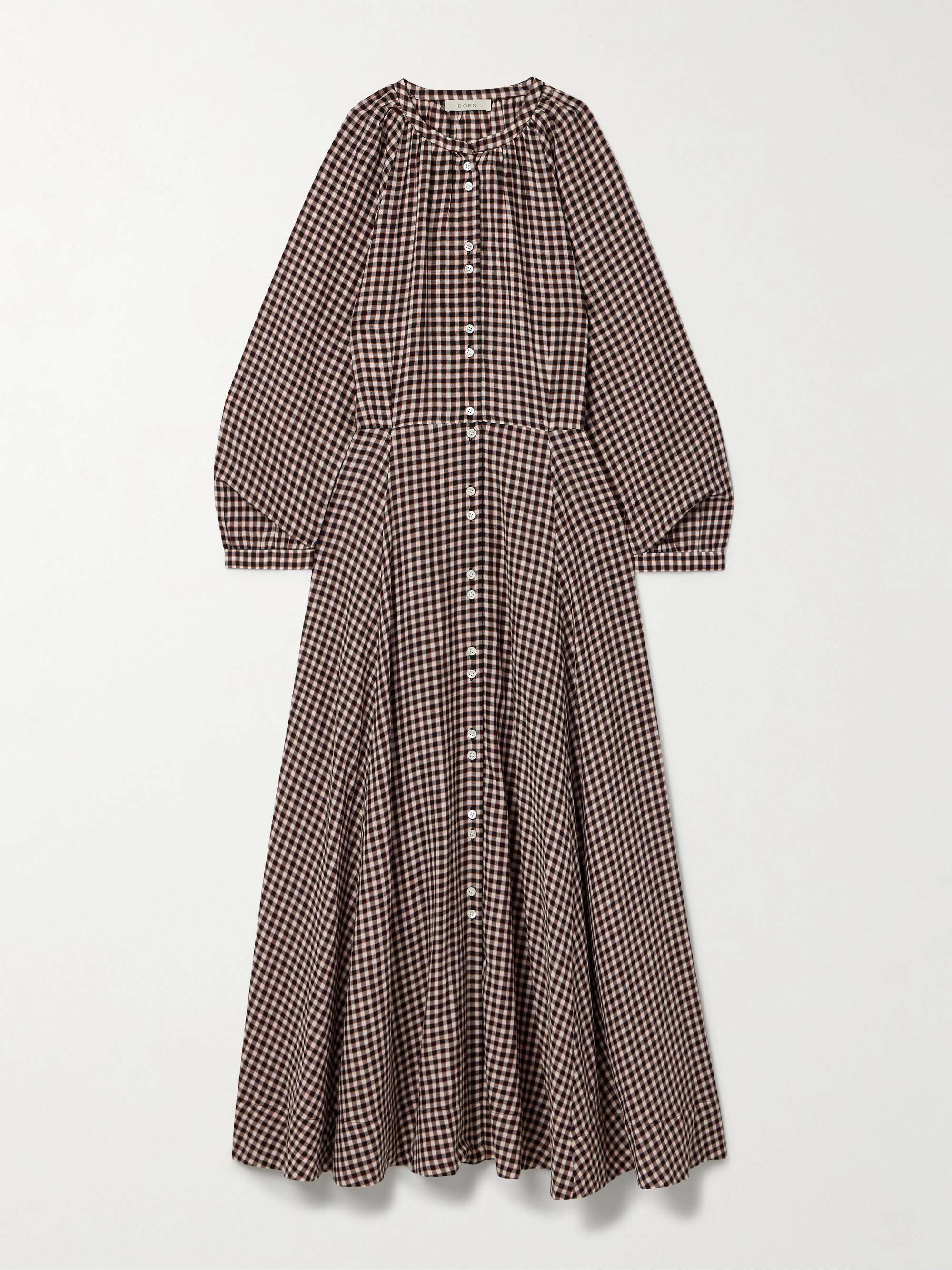 Madelaine Checked Organic Cotton-Voile Midi Dress