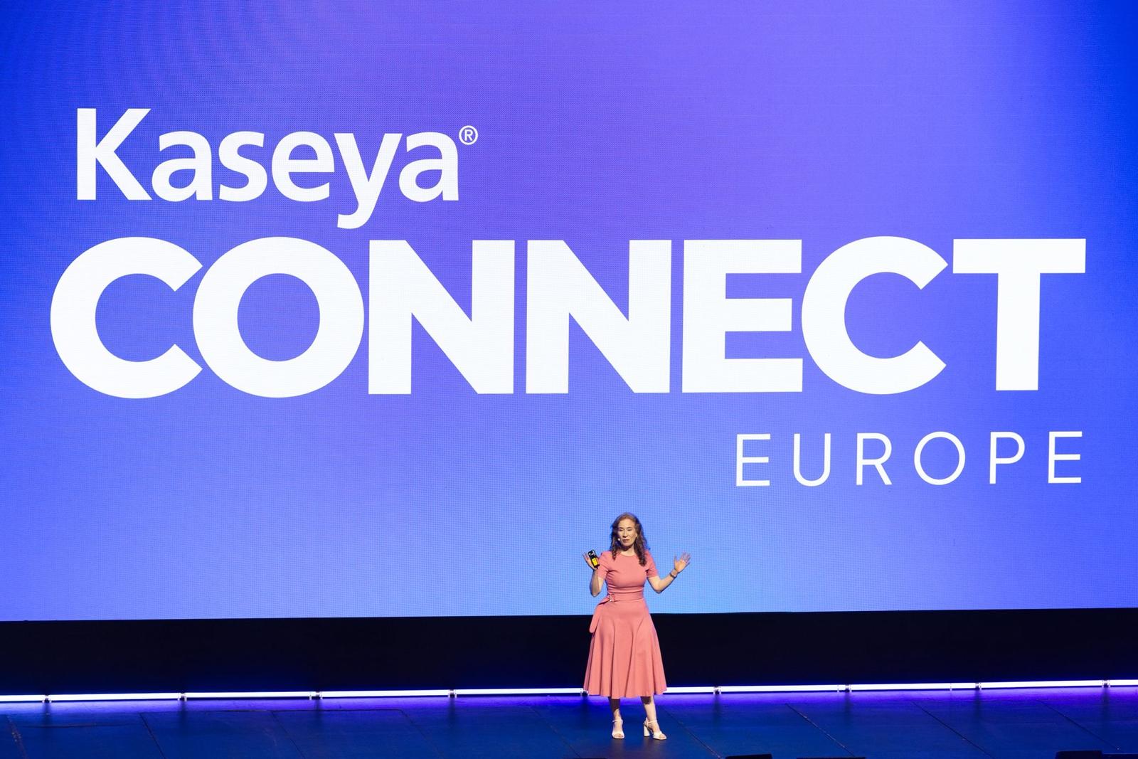 Rania Succar, CEO of Kaseya, speaking at Kaseya Connect Europe in Prague in June 2026