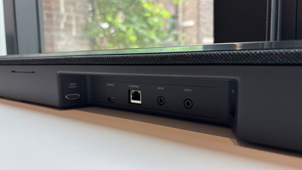 Detail shot showing connections on the rear of the Bose Lifestyle Ultra Soundbar