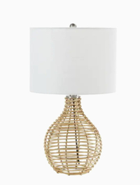 Silverwood Rattan Rotary Socket Table Lamp with Linen Shade