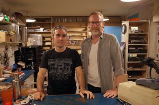 Josh Madell and Chris Vanderloo (l to r) behind the counter at NYC record store mecca Other Music in its final days.