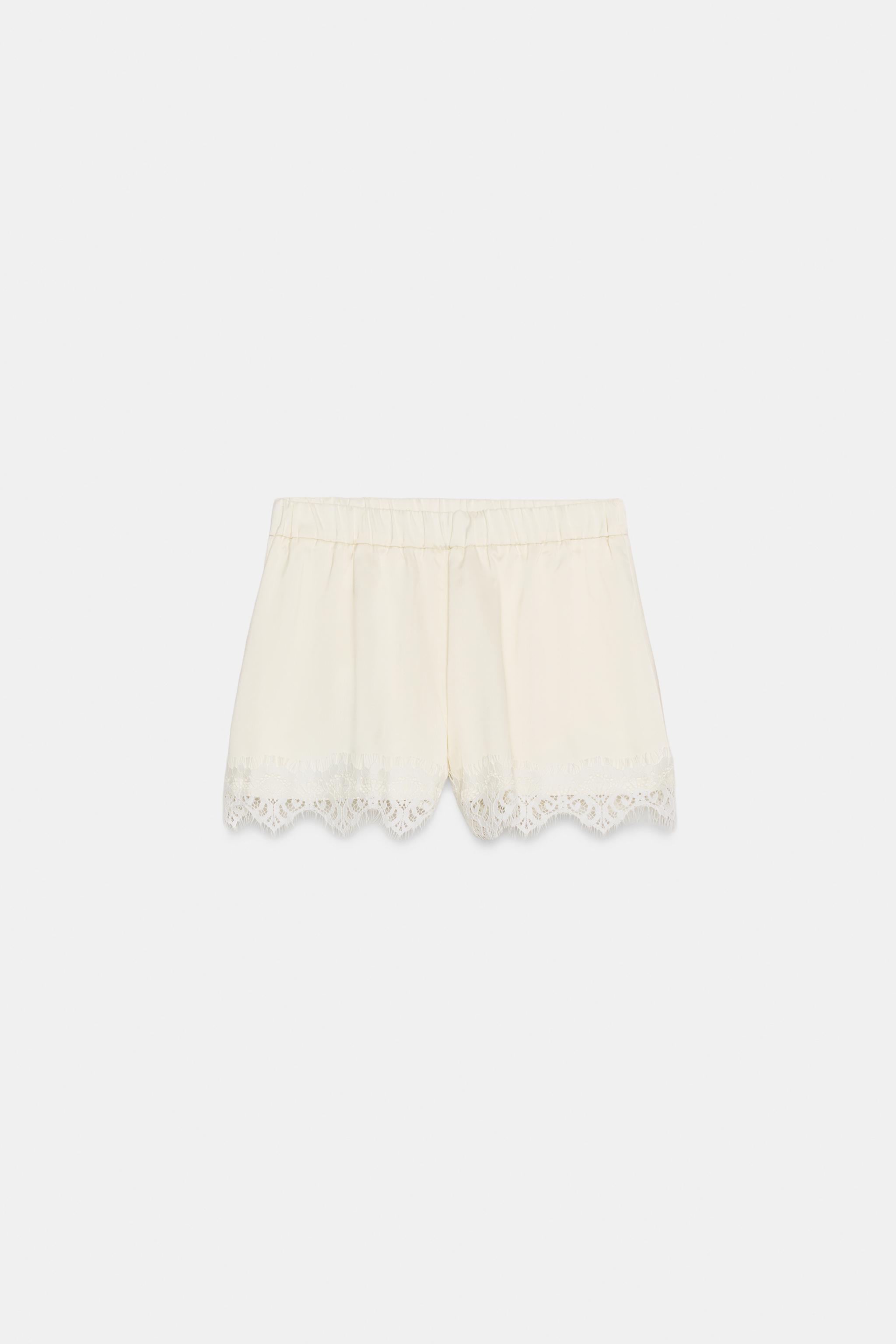 Lace Trim Satin Shorts