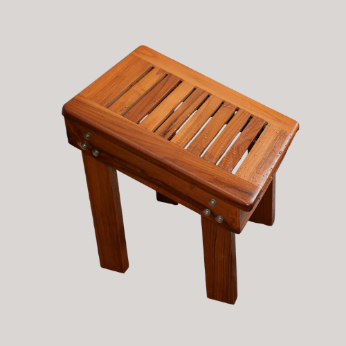 Utoplike Teak Wood Shower Foot Stool for Shaving Legs, Sturdy Shower Foot Rest for Shower Shaving, Wooden Shower Foot Step for Bathroom, Livingroom