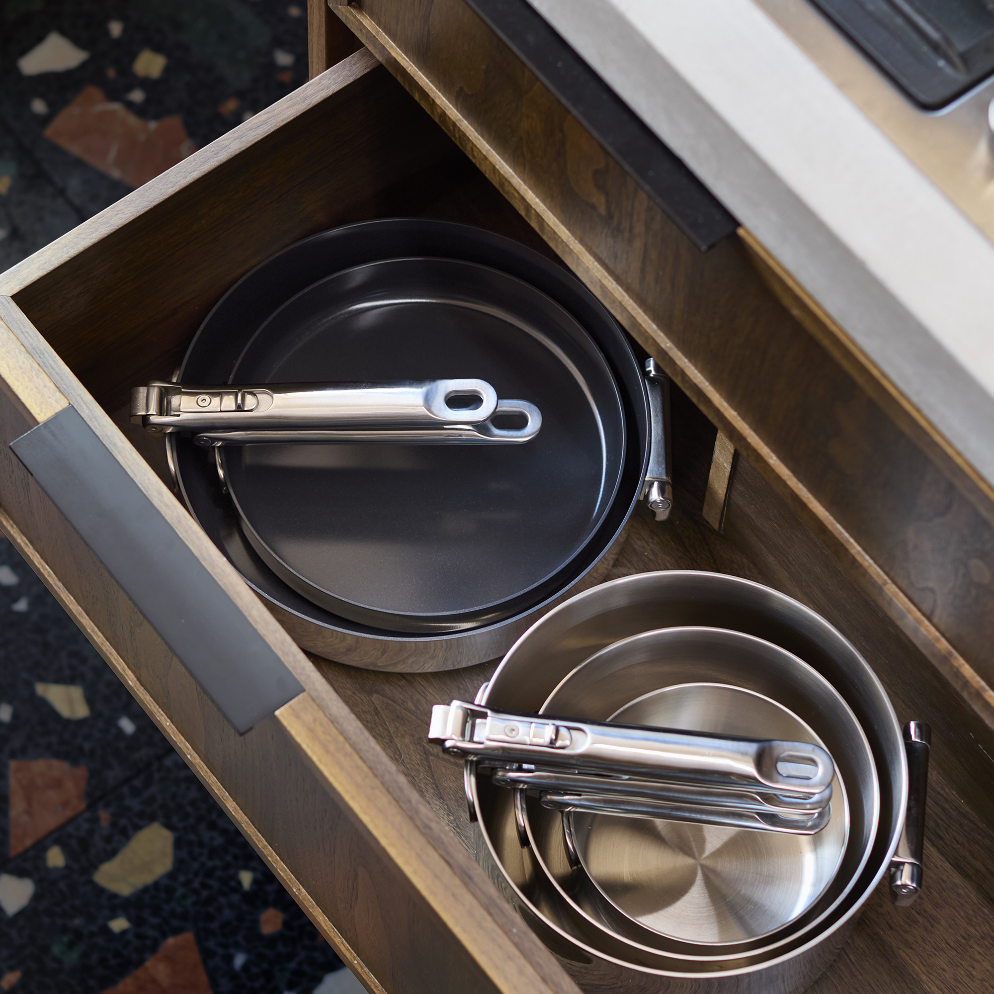 Joseph Joseph stainless steel folding pans