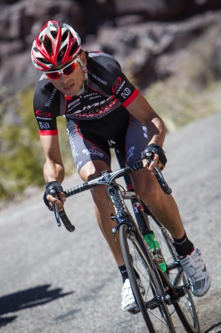 Janier Acevedo (Jamis-Hanges Berman) off the front by himself.