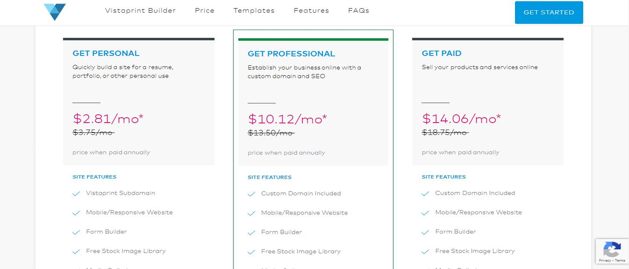 Here's a snapshot of Vistaprint's plans and prices&nbsp;
