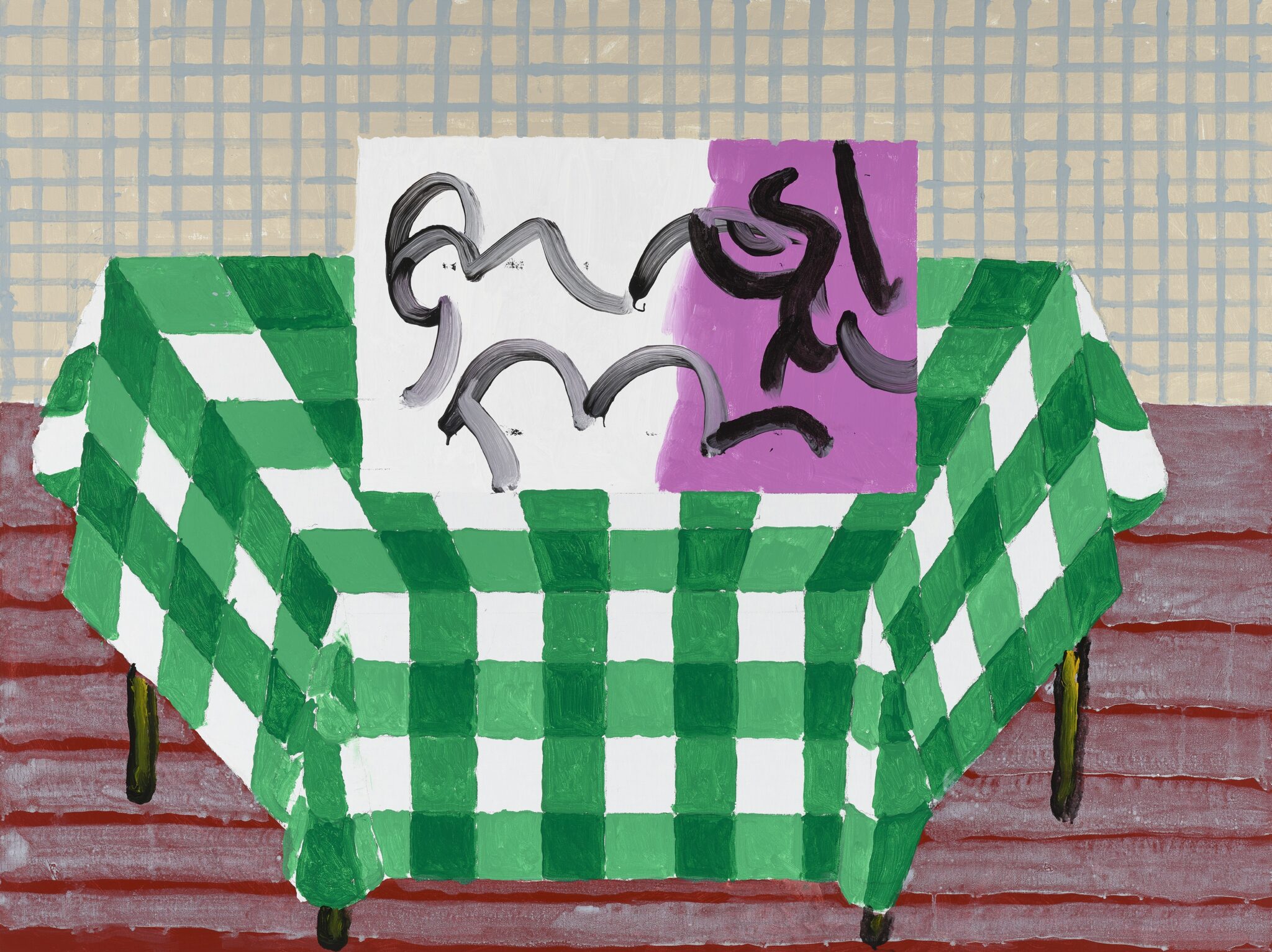 Abstraction Resting on a Green and White Checkered Tablecloth