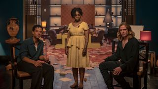 L-R: Louis (JACOB ANDERSON), Claudia (DELAINEY HAYLES), and Lestat (SAM REID).
