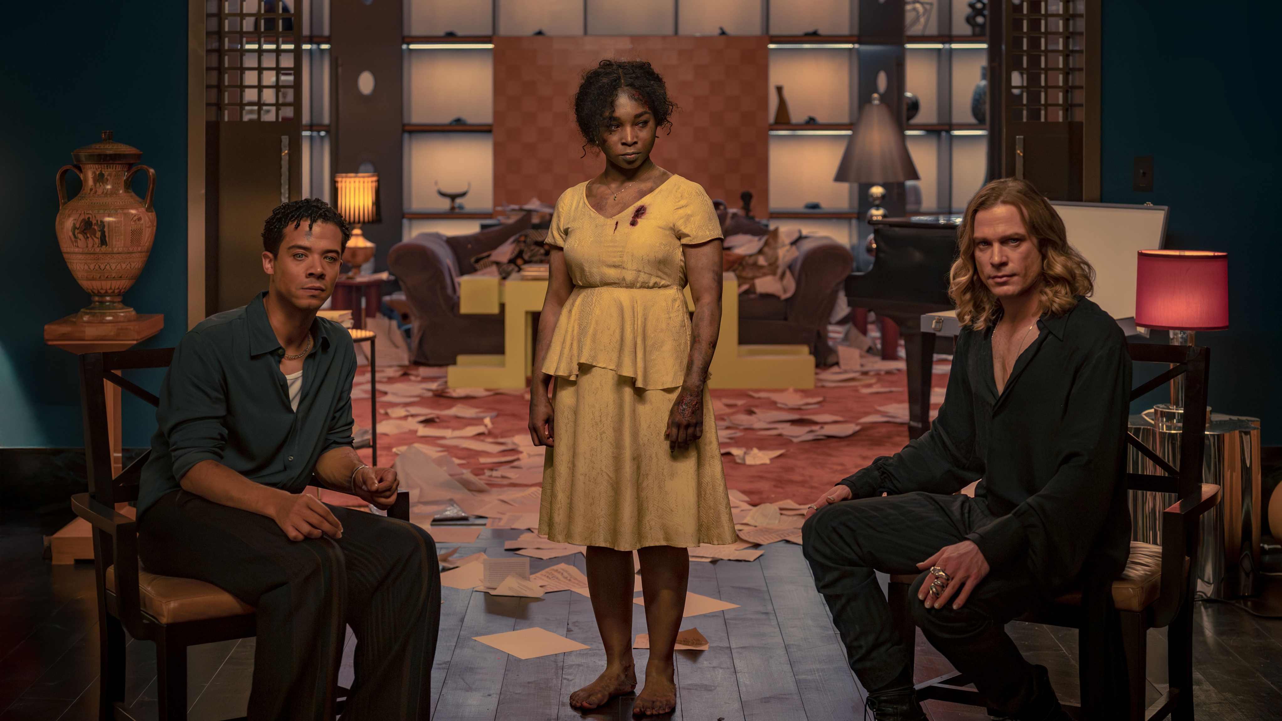 L-R: Louis (JACOB ANDERSON), Claudia (DELAINEY HAYLES), and Lestat (SAM REID).
