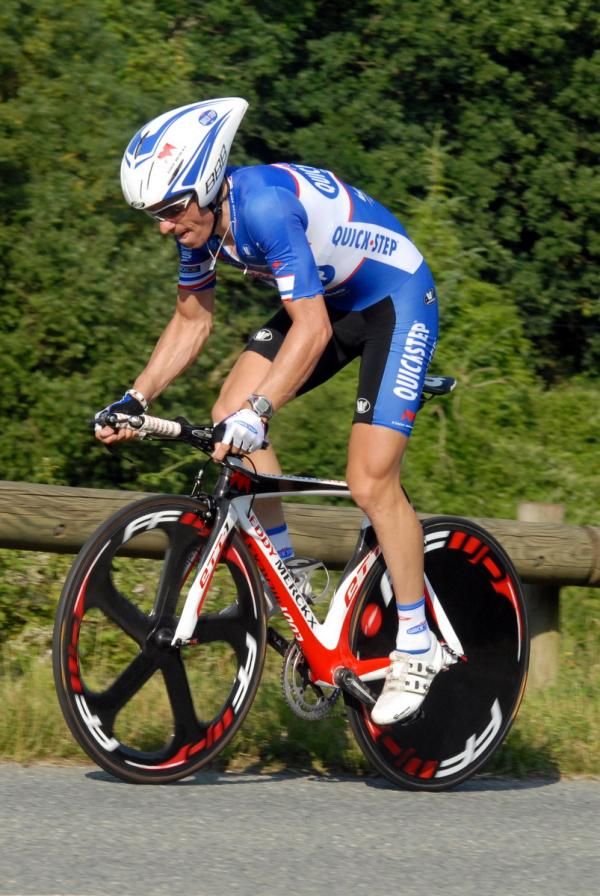 Sylvain Chavanel (Quick Step) rides to second place.