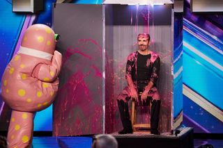 Simon Cowell gets slimed by Mr Blobby