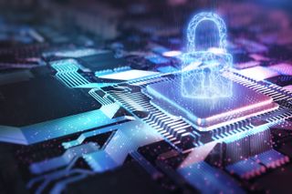 CISA passwordless: Security padlock operating on the electronic circuit CPU