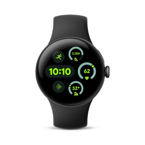 Google Pixel Watch 3 41mm Official Render - Active Band - Obsidian - Front