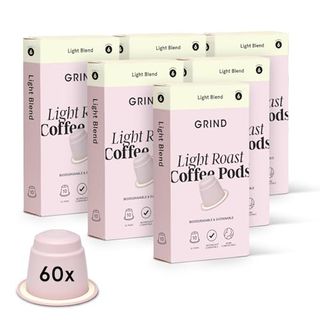 Grind Light Blend Pack - Home Compostable Coffee Pods From London – Nespresso® Original Machine Compatible Capsules - 60 Count (6 Boxes of 10 Coffee Pods)