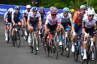 TAGLIACOZZO MARSIA ITALY MAY 16 LR Giulio Pellizzari of Italy and Team Red Bull BORA hansgrohe Richard Carapaz of Ecuador and Team EF Education EasyPost and Antonio Tiberi of Italy and Team Bahrain Victorious compete during the 108th Giro dItalia 2025 Stage 7 a 168km stage from Castel di Sangro to Tagliacozzo Marsia 1424m UCIWT on May 16 2025 in Tagliacozzo Marsia Italy Photo by Tim de WaeleGetty Images