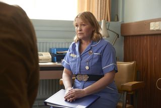 Joanna Page as a nurse in Men Up.