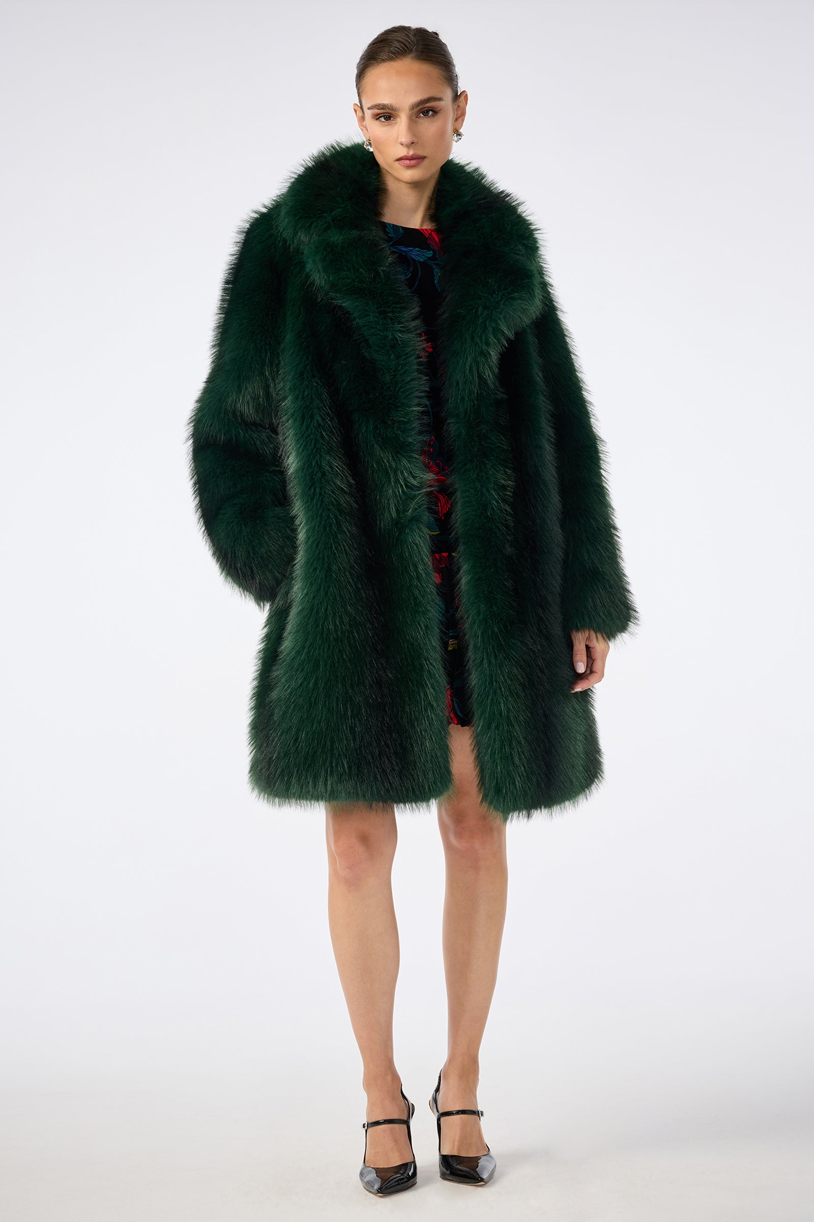 Dayos Faux Fur Coat - Green Envy / Xs