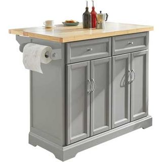 grey freestanding kitchen island with extendable worktop