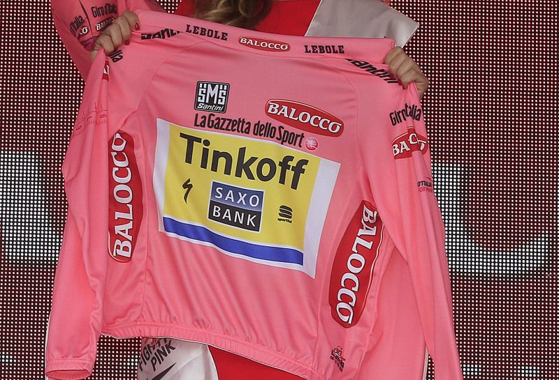 The pink jersey of Alberto Contador moments before being presented to the 2008 winner of the race