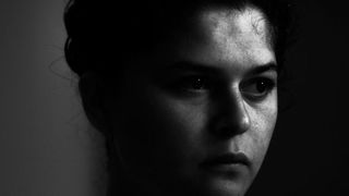 Depressed Laura Hospes black and white self-portrait