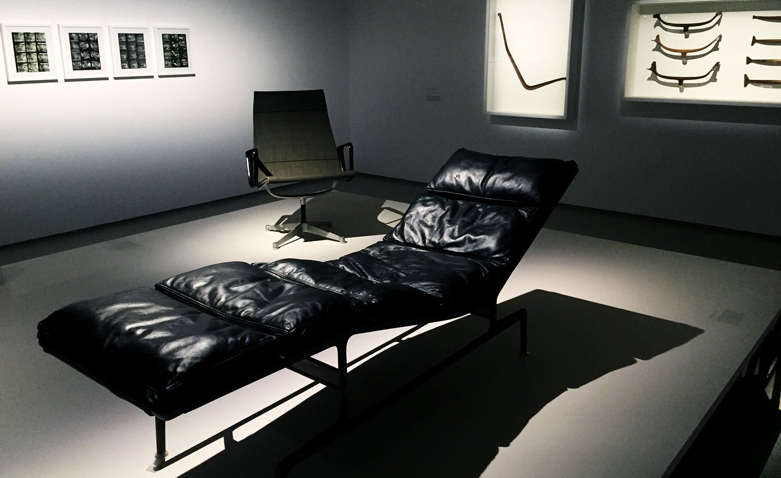 A prototype of the Eames chaise, now part of the Herman Miller catalogue.