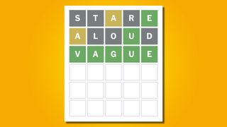 Wordle 614 answer on a yellow background