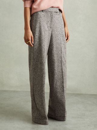 Belle Textured Wool Blend Wide Leg Suit Trousers