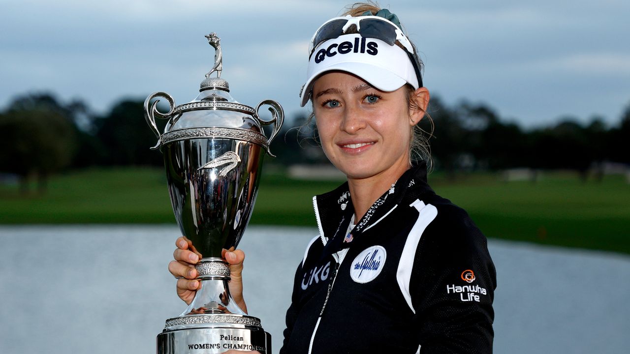 Nelly Korda with the Pelican Women&#039;s Championship trophy