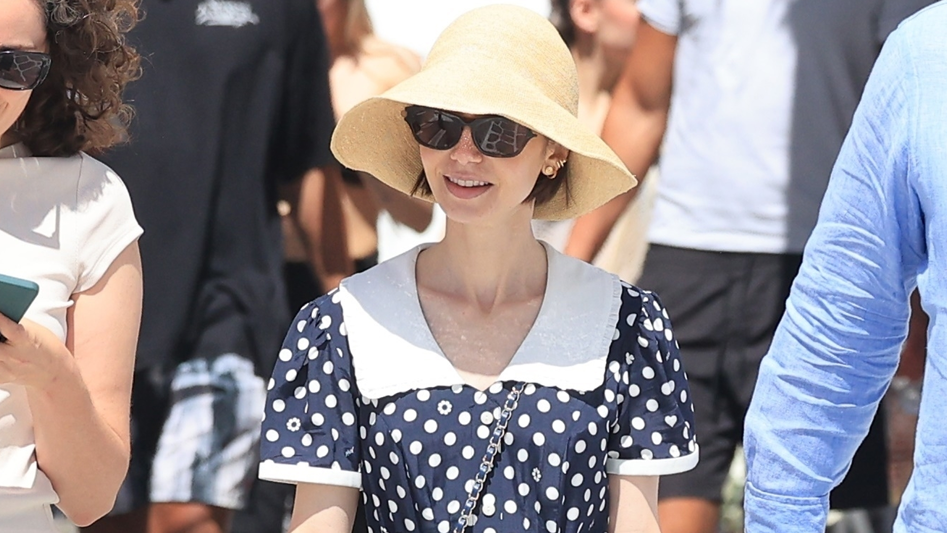 Lily Collins styled the mesh ballet flats trend in Greece on a day off from filming Emily in Paris Season 6