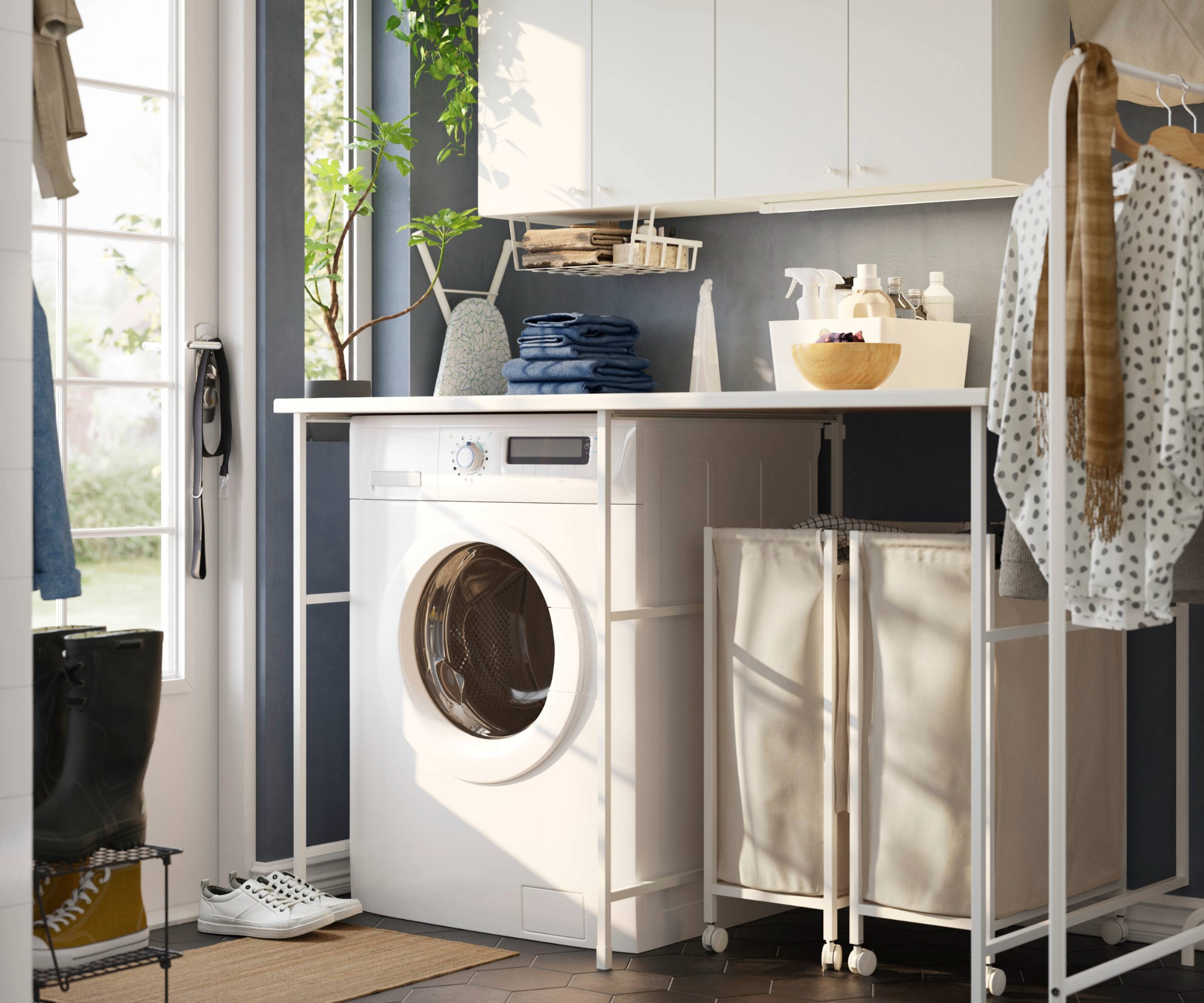 Ikea utility room with shoe rack